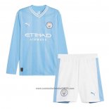 Camisola Manchester City 1º Manga Comprida Crianca 2023-2024