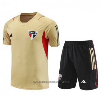 Fato de Treino Sao Paulo Manga Curta 2023-2024 Amarelo - Calcas Curta