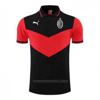 Camisola Polo del AC Milao 2022-2023 Preto Y Vermelho