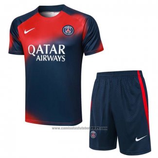 Fato de Treino Paris Saint-Germain Manga Curta 2023-2024 Vermelho y Azul - Calcas Curta