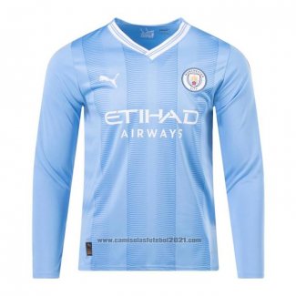 Camisola Manchester City 1º Manga Comprida 2023-2024