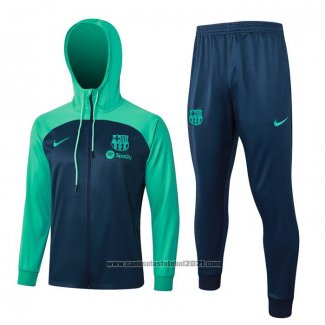 Fato de Treino Hoodie Barcelona Crianca 2023-2024 Azul y Verde