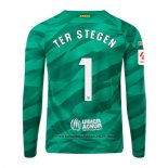 Camisola Barcelona Jogador Ter Stegen Goleiro Manga Comprida 2023-2024 Verde