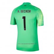 Camisola Liverpool Porteiro Jogador A.becker 2021-2022 Verde