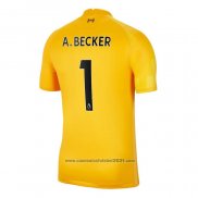 Camisola Liverpool Porteiro Jogador A.becker 2021-2022 Amarelo