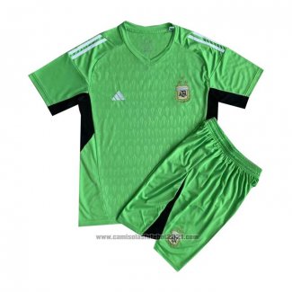 Camisola Argentina Goleiro Crianca 2022 Verde