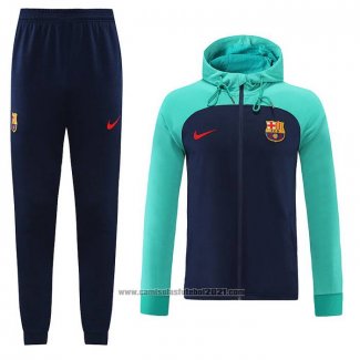 Fato de Treino Hoodie Barcelona 2022-2023 Verde Y Azul