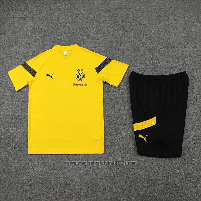 Fato de Treino Dortmund Manga Curta 2022-2023 Amarelo - Calcas Curta