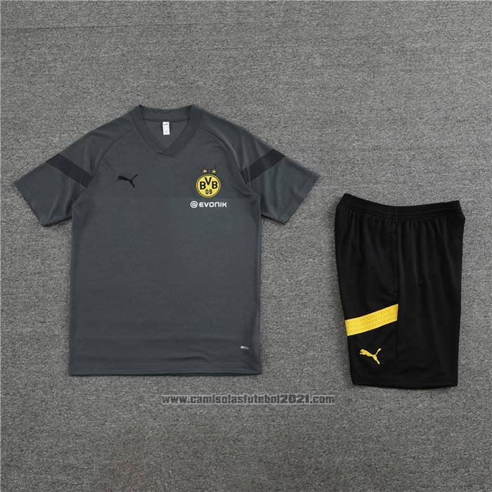 Fato de Treino Dortmund Manga Curta 2022-2023 Cinza - Calcas Curta