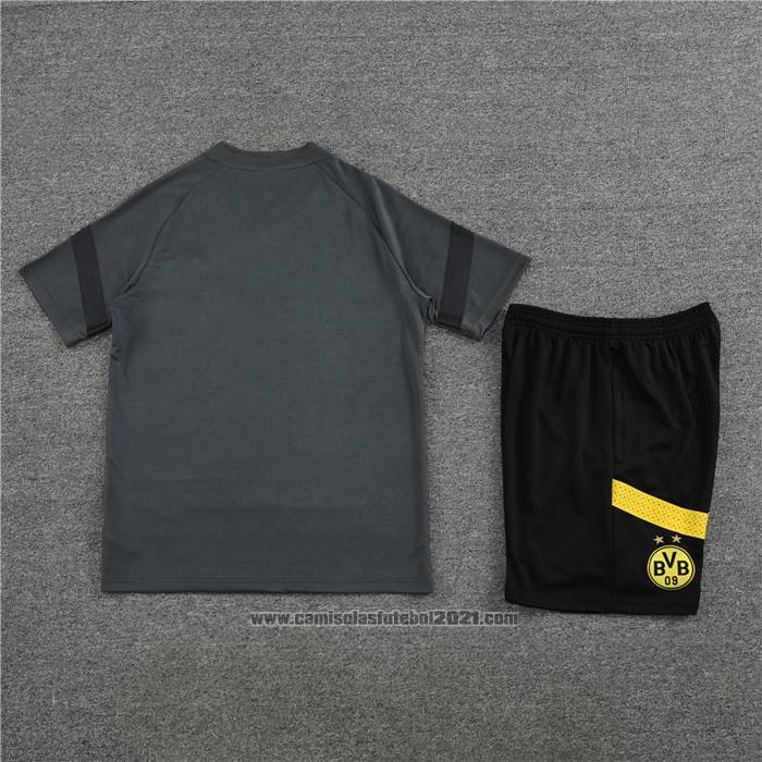 Fato de Treino Dortmund Manga Curta 2022-2023 Cinza - Calcas Curta