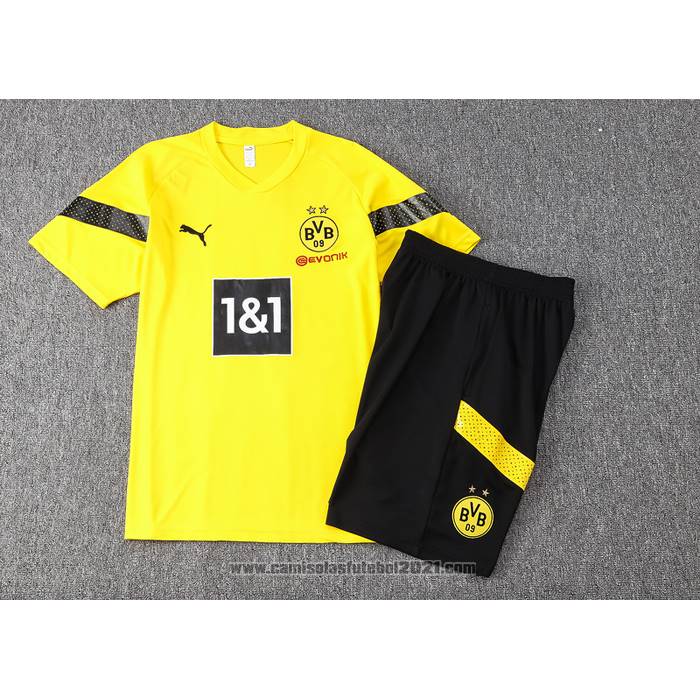 Fato de Treino Dortmund Manga Curta 2022-2023 Amarelo - Calcas Curta