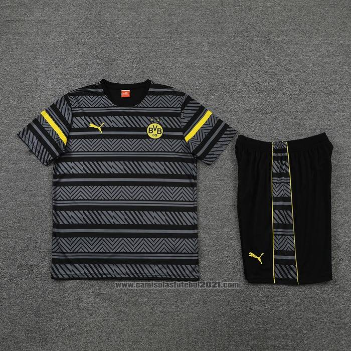 Fato de Treino Dortmund Manga Curta 2022-2023 Cinza - Calcas Curta