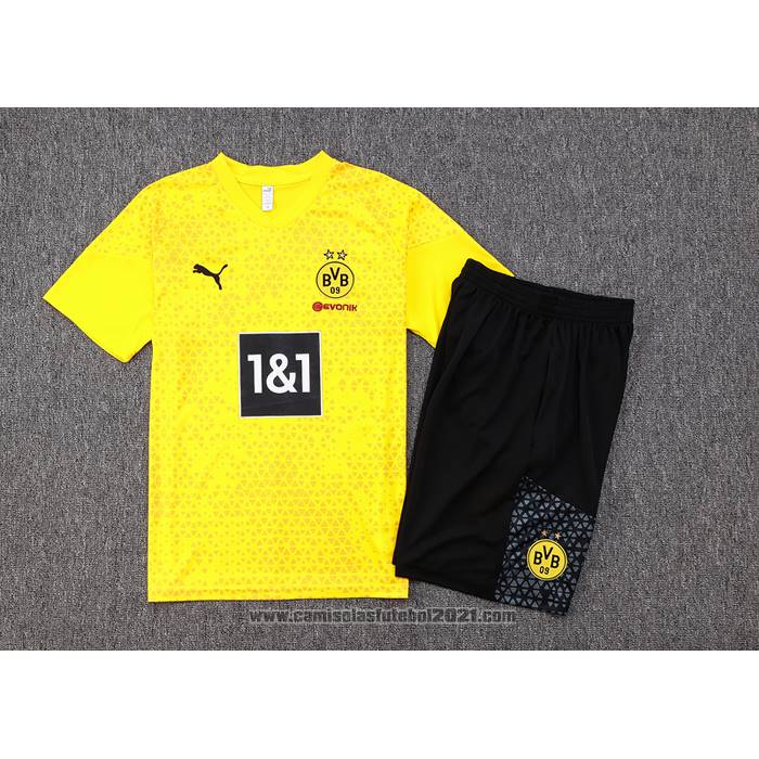 Fato de Treino Dortmund Manga Curta 2023-2024 Amarelo - Calcas Curta